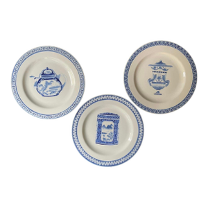 Collection of Three (3) Blue and White Asian Decorative 10 5/8” Plates