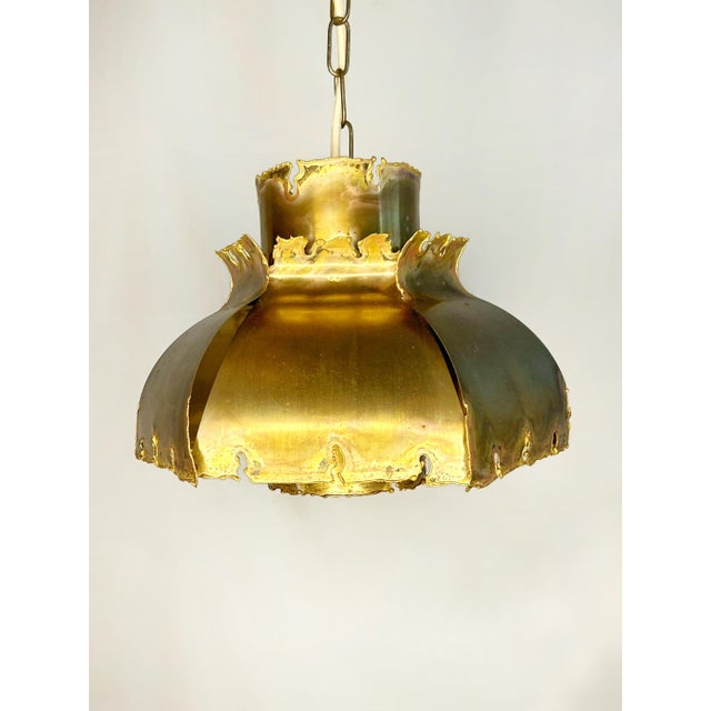 Brutalist Flame-Cut Copper Pendant Lamp attributed to Svend Aage Holm Sørensen, Denmark, 1960s For Sale - Image 6 of 11