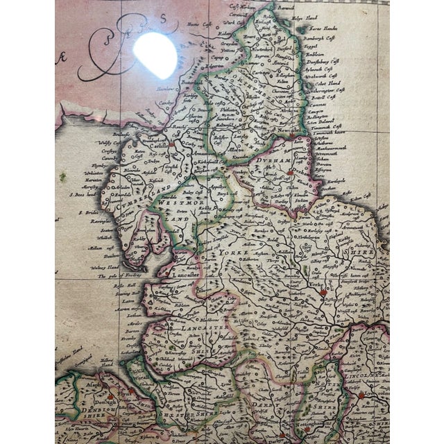 Rare Antique Hand Colored European Map Kingdom of England Janssonius 1642 2sided For Sale - Image 11 of 18