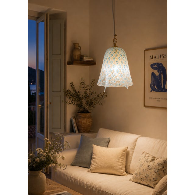 Glass Macrame Handkerchief Pendant Lamp from La Murrina, 1990s For Sale - Image 7 of 18