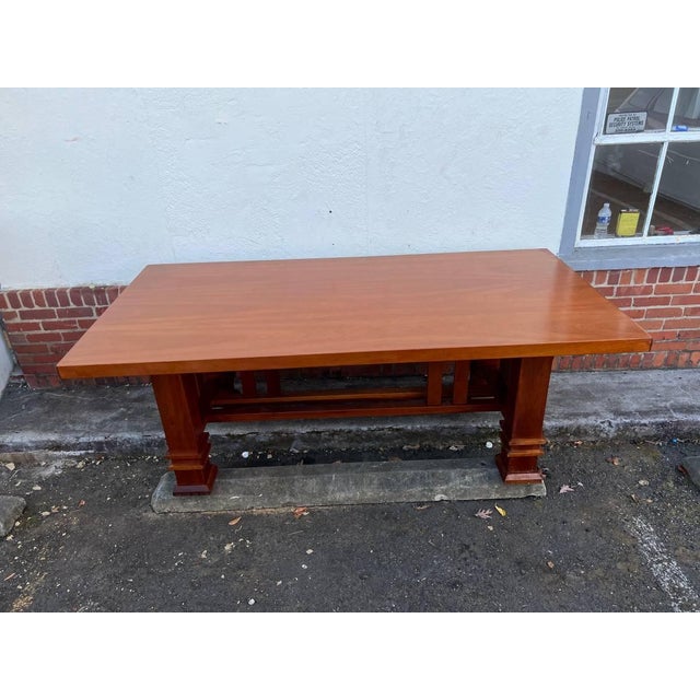 Arts & Crafts Mission Cherry Vintage Craftsman Rectangular Dining Table , Circa 1992s. In the Style of Frank Lloyd Wright For Sale - Image 11 of 12
