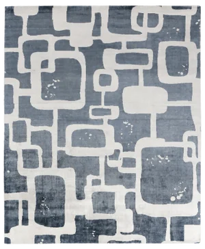 Bridgewater Hand loom Bamboo/Silk Navy Blue/Ivory/Multi Rug-10'x14"