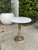 Brass Vintage Pierced Brass Pedestal Side Table With Marble Top For Sale - Image 8 of 13