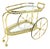 Brass Etched Glass Mid Century Modern Serving Bar Cart Wagon Style Wheels MINT For Sale
