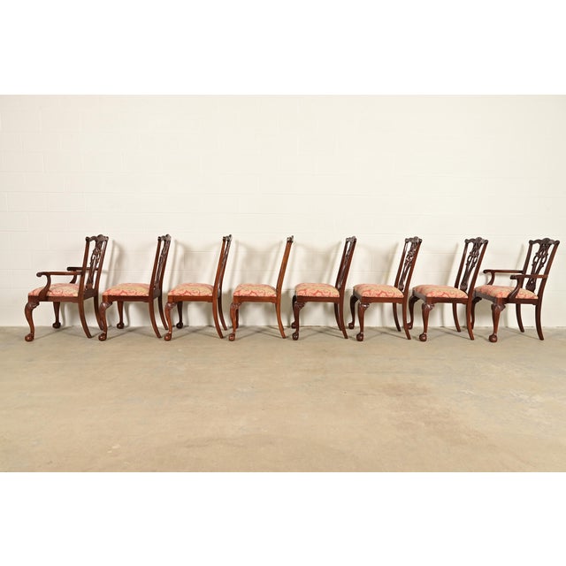 Ethan Allen Chippendale Carved Mahogany Dining Chairs, Set of Eight For Sale - Image 12 of 15