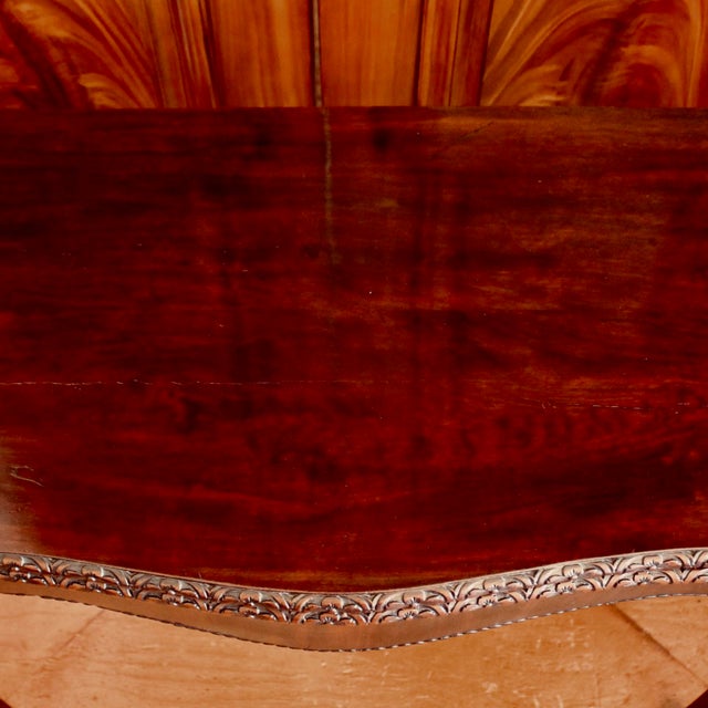 Georgian Serpentine Mahogany Game Table With Carved Rosette Edge For Sale - Image 4 of 14