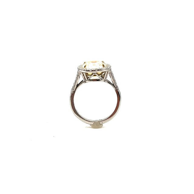 5.25 Certified Natural Yellow & Diamond Ring Size 6 For Sale - Image 4 of 5