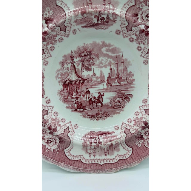 A Antique Staffordshire "Palestine" Pink Transfer Decorated Soup Plate, 1830’s For Sale - Image 10 of 10