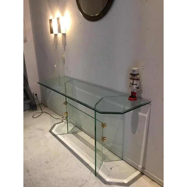 1980s Glass Side Table or TV Table by Leon Rosen, 1980s For Sale - Image 5 of 7