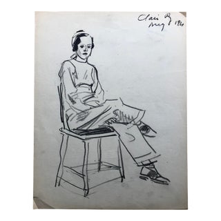 1931 Norman Kent Portrait Drawing of Claire For Sale
