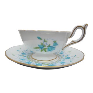 Coalport Blue Harebell Bone China Tea Cup & Saucer Set For Sale