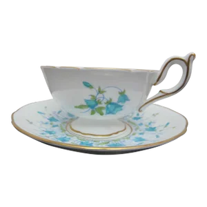 Coalport Vintage Blue Flower Harebell Bone China Tea Cup & Saucer Set