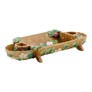 English 19th George Jones Majolica Serving Tray with Strawberries and Flowers