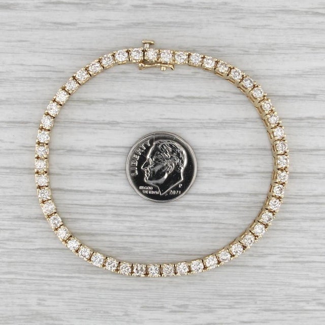 3ctw Diamond Tennis Bracelet 14k Yellow Gold 7.25" 3.3mm For Sale - Image 4 of 5