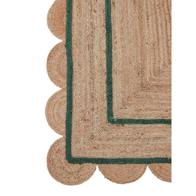 Hand Braided Scalloped Jute Green Rug Chairish