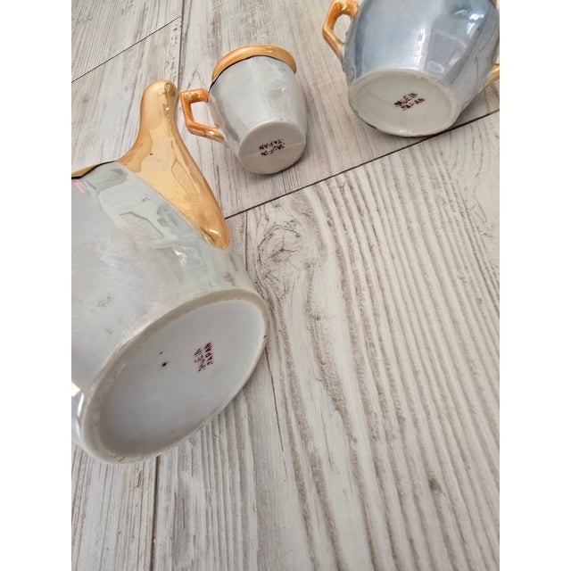 Vintage Hand-Painted Japanese Miniature Lusterware Tea Service Pieces - 3 Pieces For Sale In Dallas - Image 6 of 6