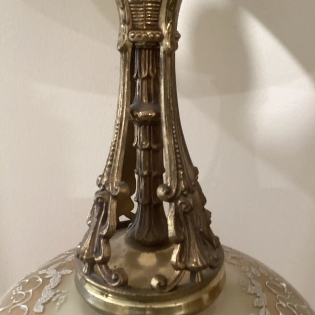 1940s Original Art Deco Bronze & Brass Table Lamp Gold Hand Painted Tone c.1940 For Sale - Image 5 of 12