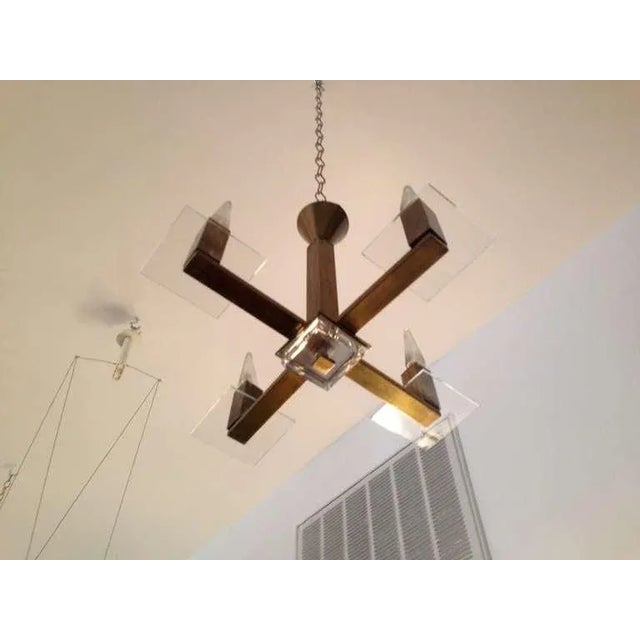 Brass French Art Deco Pendant For Sale - Image 8 of 8