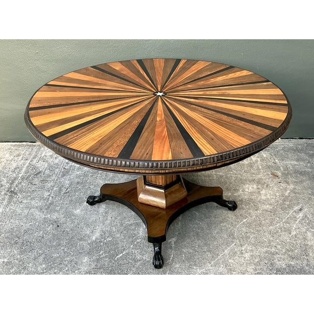 Neoclassical Vintage Starburst Inlay Dining Table For Sale - Image 3 of 12