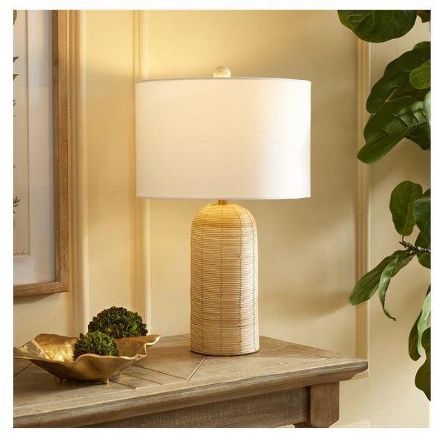 Contemporary Maye Rattan Cylindrical Lamp For Sale - Image 3 of 4