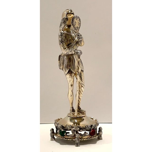 Early 20th Century Sterling, Bone, & Semi-Precious Gems Figure of a Court Jester For Sale - Image 11 of 12