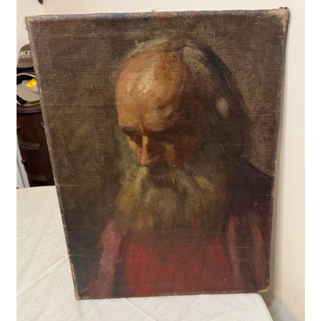 Antique 1910s Original Paul Gerhart Vowe Man Beard Oil Painting Portrait Realism For Sale - Image 4 of 11