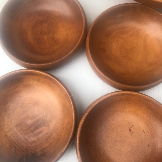 1970s Vintage Wooden Salad Bowl Set - 9pcs For Sale - Image 5 of 14