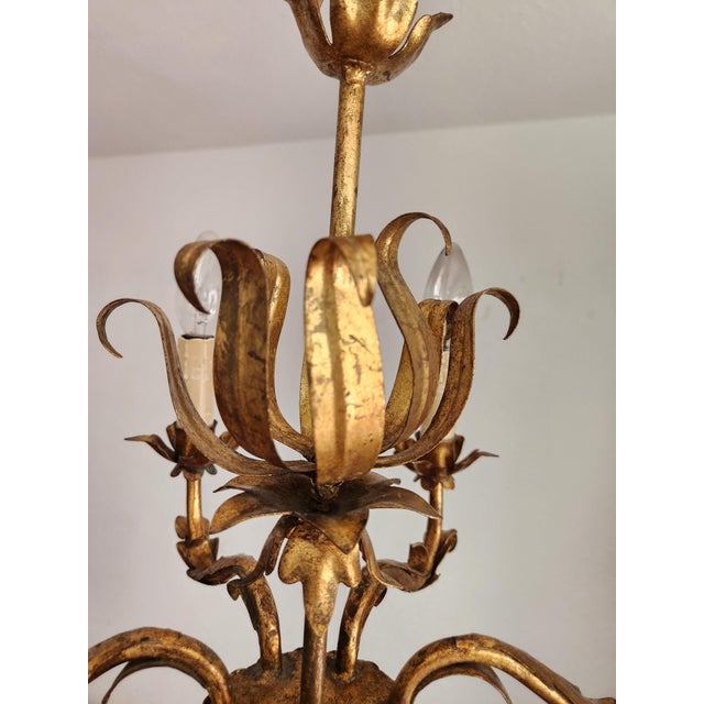 Vintage Florentine Chandelier Gilded in Gold Leaf, 1940s For Sale - Image 18 of 18