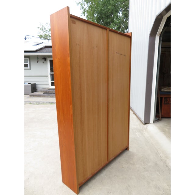 Vintage Danish Modern Teak Double Bookcase Bookshelf Mid Century Hundeved Style Display Shelf For Sale - Image 15 of 16
