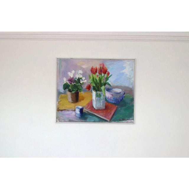 Ove Månsson, Still Life with Tulips, 1950s, Oil on Canvas, Framed For Sale - Image 9 of 18