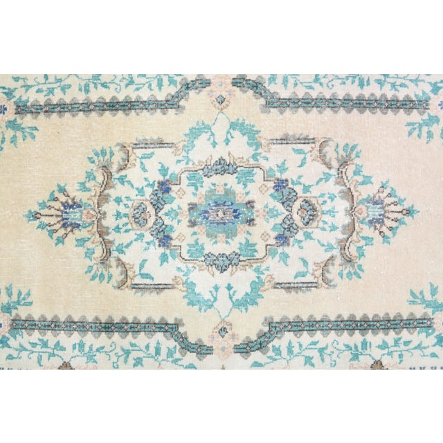 Textile 1970s Turkish Oushak Handmade Wool Cotton Beige Area Rug For Sale - Image 7 of 10