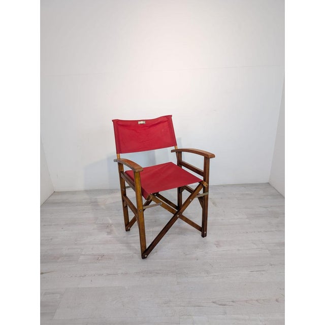 Vintage Wooden Directors Chair in Fabric, in Very Good conditions. Designed 1970 to 1979