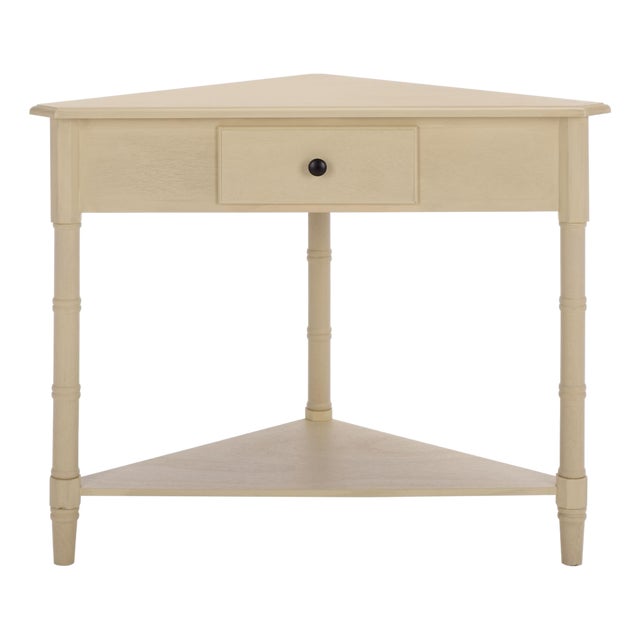 Gomez 1 Drawer 1 Shelf Corner Table in Sand For Sale