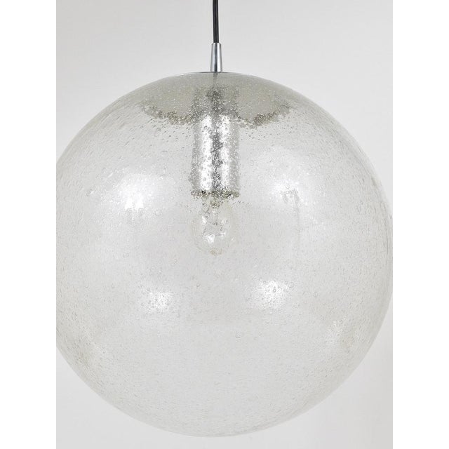 Large Bubble Glass and Chrome Globe Pendant Lamp from Peill & Putzler, Germany, 1970s For Sale - Image 8 of 18
