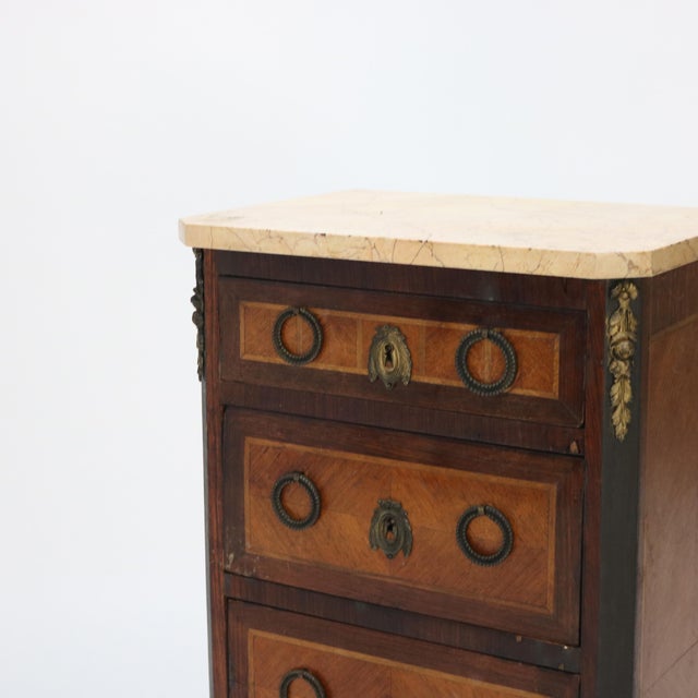 Antique Satinwood, Rosewood & Ormolu Marble Top Lingerie Chest C1900 For Sale - Image 4 of 12