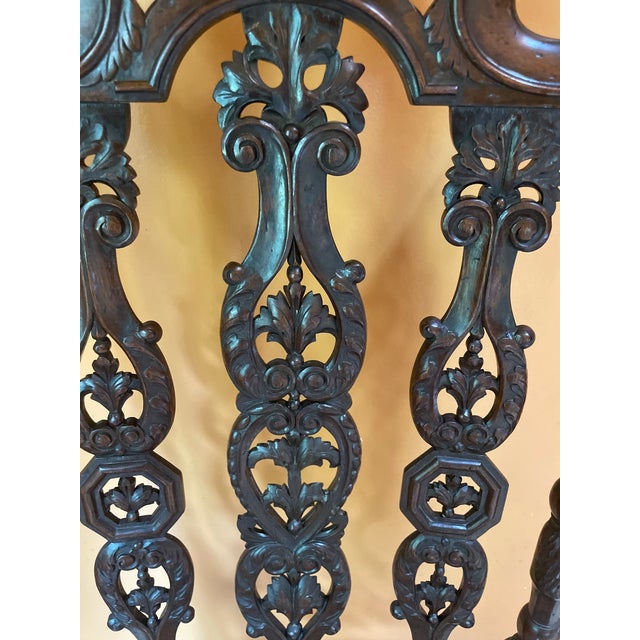 Jacobean Antique Gothic Jacobean Style Carved Ornate Walnut Throne Accent Chair For Sale - Image 3 of 11