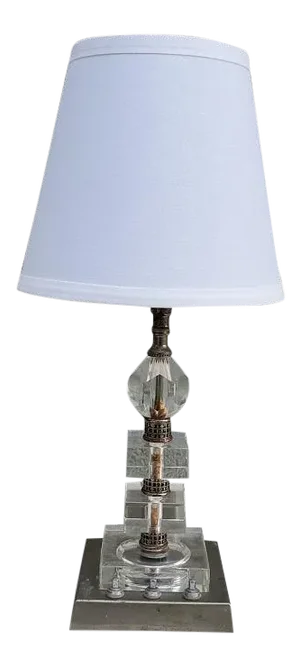 1920s Art Deco Lead Crystal Lamp