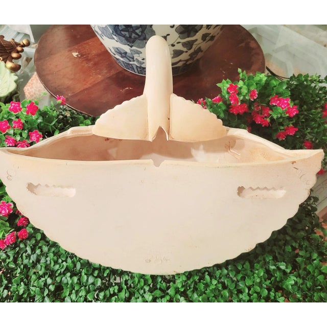 Vintage Cream Highly Carved Resin Swan Wall Pocket by Burwood For Sale - Image 9 of 10