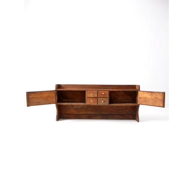 Early 20th Century Antique Primitive Tabletop Cabinet With Drawers and Cupboards For Sale - Image 5 of 17