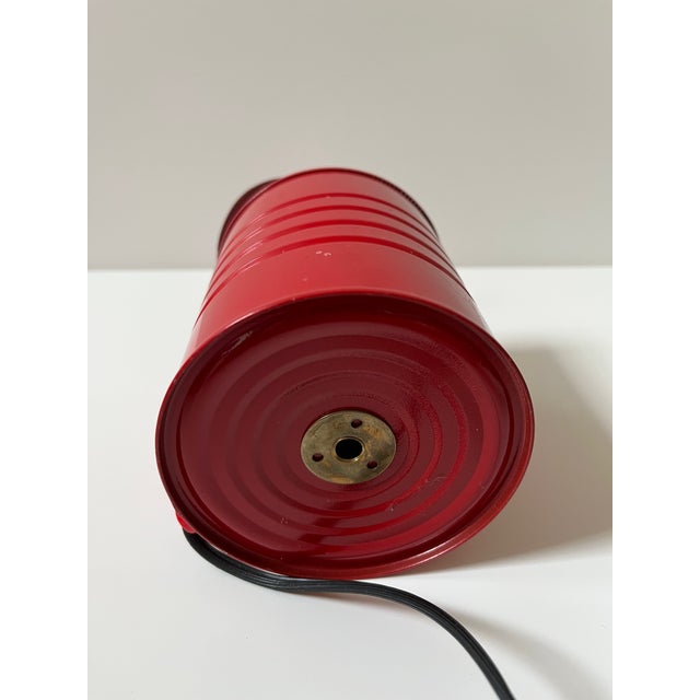1980s Vrieland Vintage Tin Can Lamp Red For Sale - Image 11 of 14