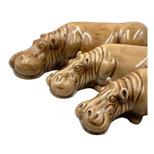 Ceramic 1950s Mid-Century Set of 3 Ceramic Hippos, Zaccagnini Italy For Sale - Image 7 of 12