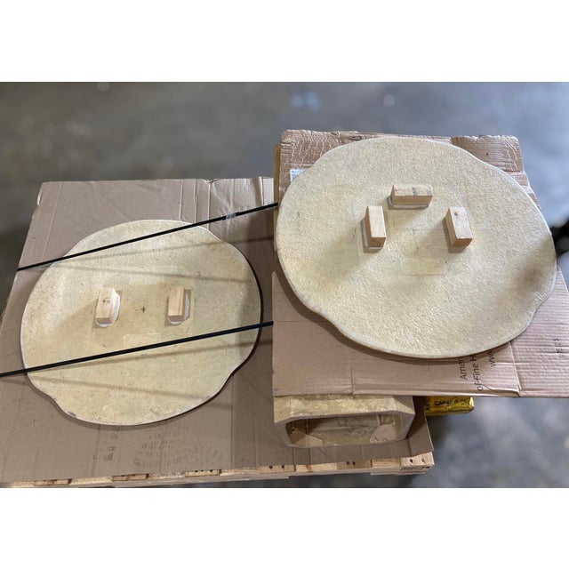 Pair of 1970s Italian Travertine Sculptural Scalloped Pedestal Tables, 27.75" For Sale - Image 18 of 18