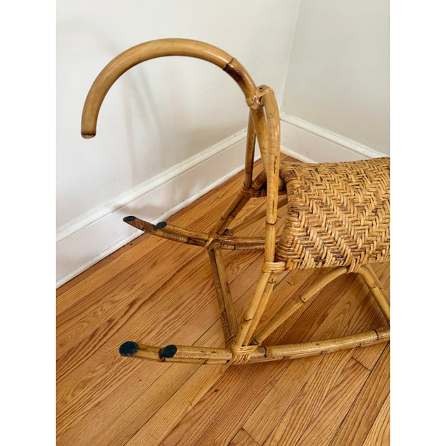 Mid 20th Century Large Mid-Century Franco Albini Bamboo Rattan Rocking Horse For Sale - Image 5 of 12