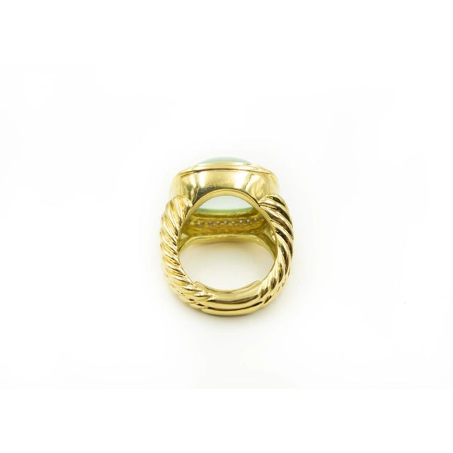 Late 20th Century David Yurman Large Aqua Chalcedony Diamond Albion Gold Cocktail Ring size 4.5 For Sale - Image 5 of 6
