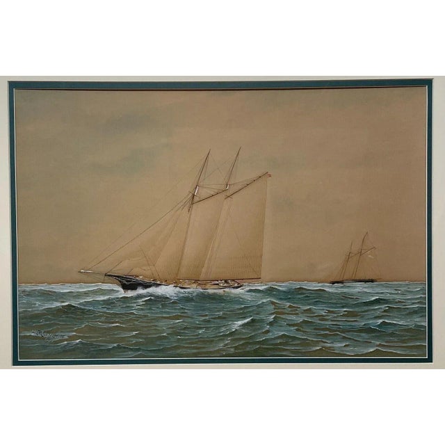 American Antique C Mcknight Smith 1896 America's Cup Sailboat Racing Sailing Painting For Sale - Image 3 of 11