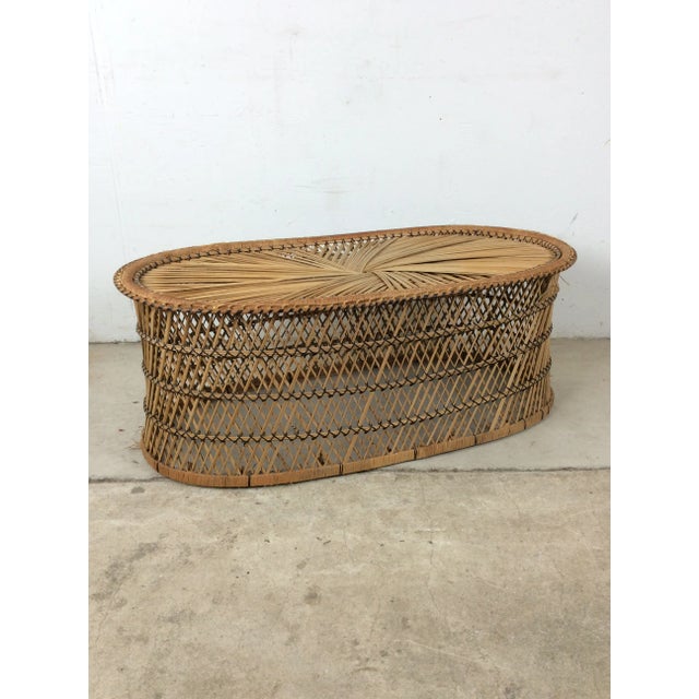 Vintage Rattan Oval Shaped Coffee Table For Sale - Image 11 of 12