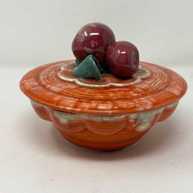 California Pottery Vintage Studio Pottery Lidded Bowl With Apple Finial For Sale - Image 4 of 6