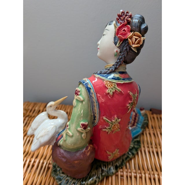 Vintage Shiwan Wucai Chinese Porcelain Figurine For Sale - Image 4 of 9
