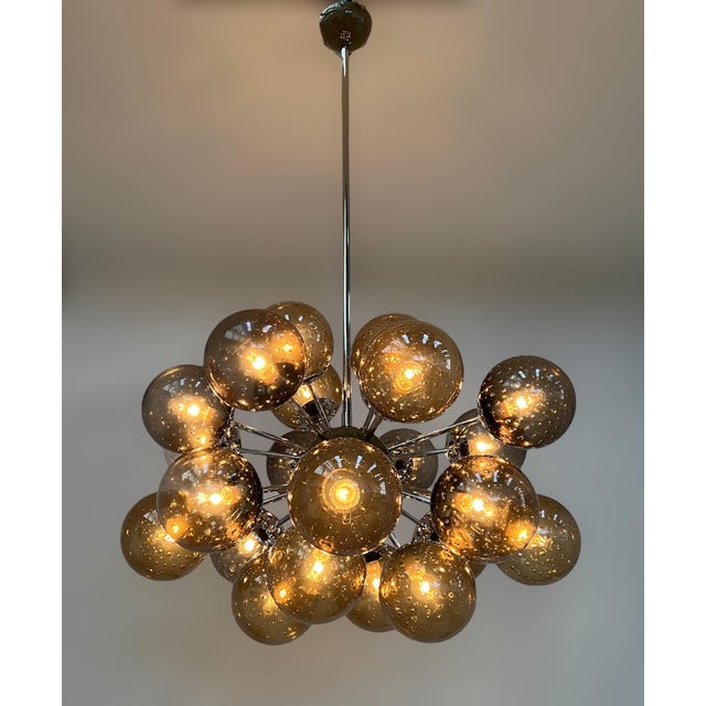 Not Yet Made - Made To Order 21st Century Ovale Polished Nickel Smoky Bubbles Murano Sputnik Chandelier by Fabio LTD For Sale - Image 5 of 6