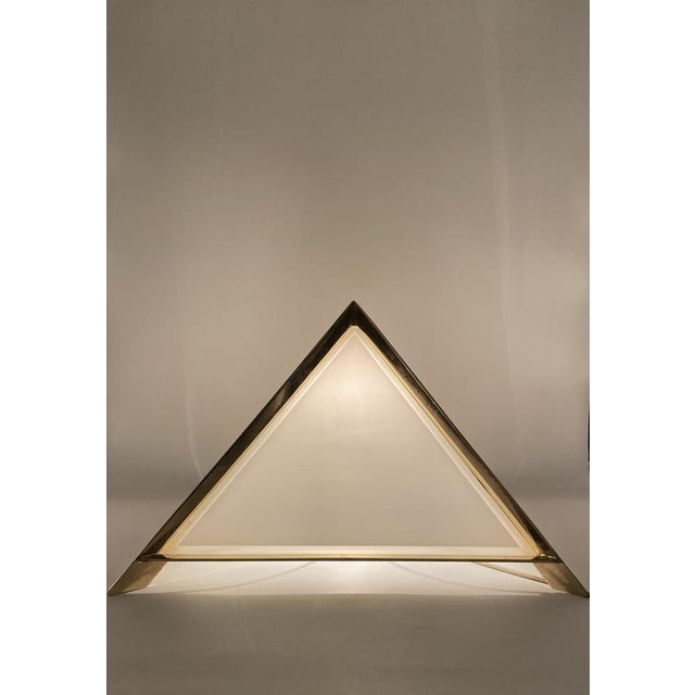 Italian Golden Brass Pyramidal Table Lamp from Christos, 1970 For Sale - Image 12 of 18